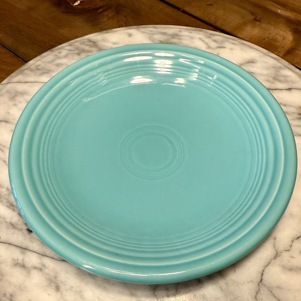 LUNCH PLATE turquoise blue HOMER LAUGHLIN FIESTA Stamped Fiestaware 7"